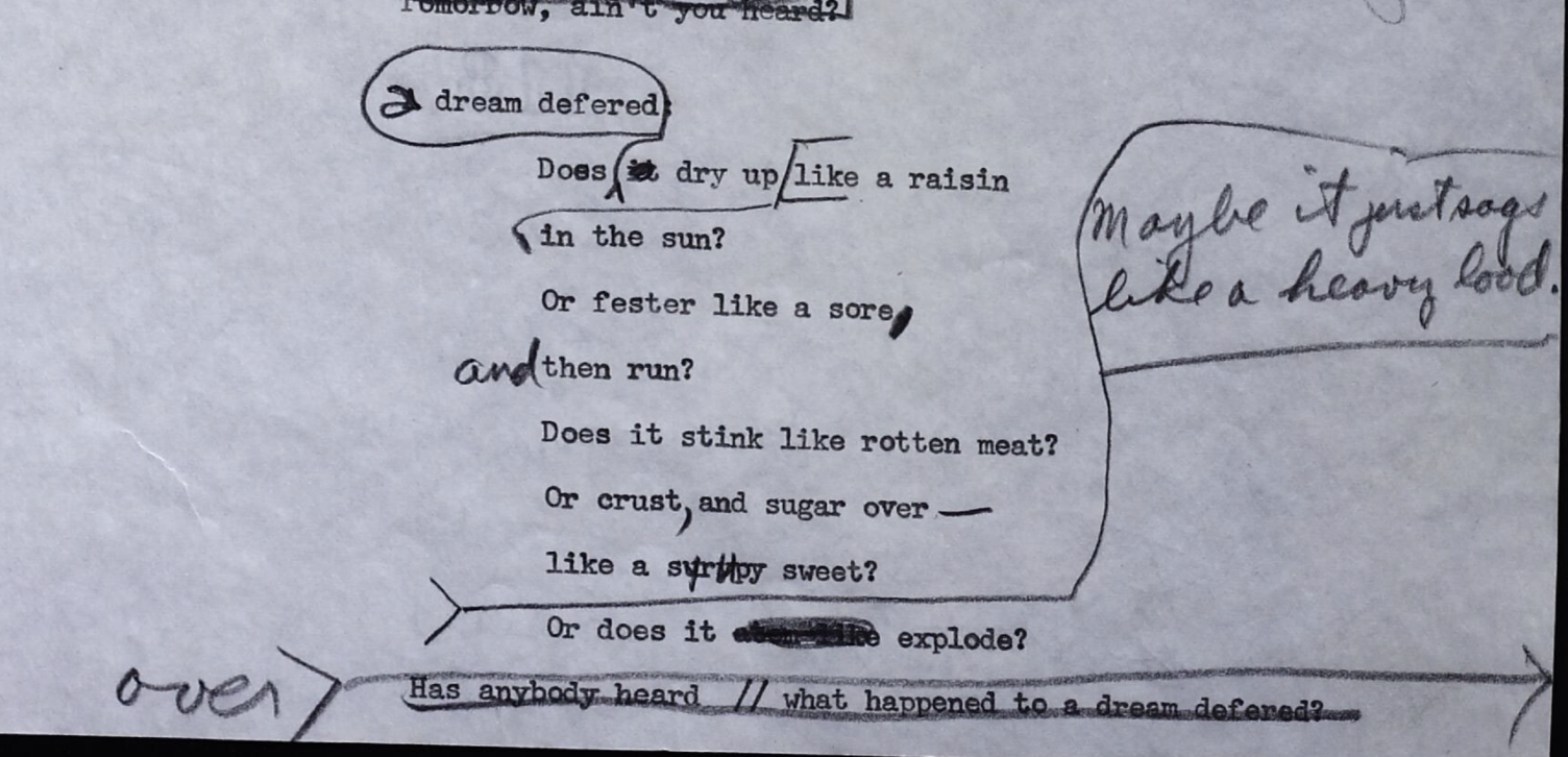 manuscript of A Dream Deferred by Langston Hughes