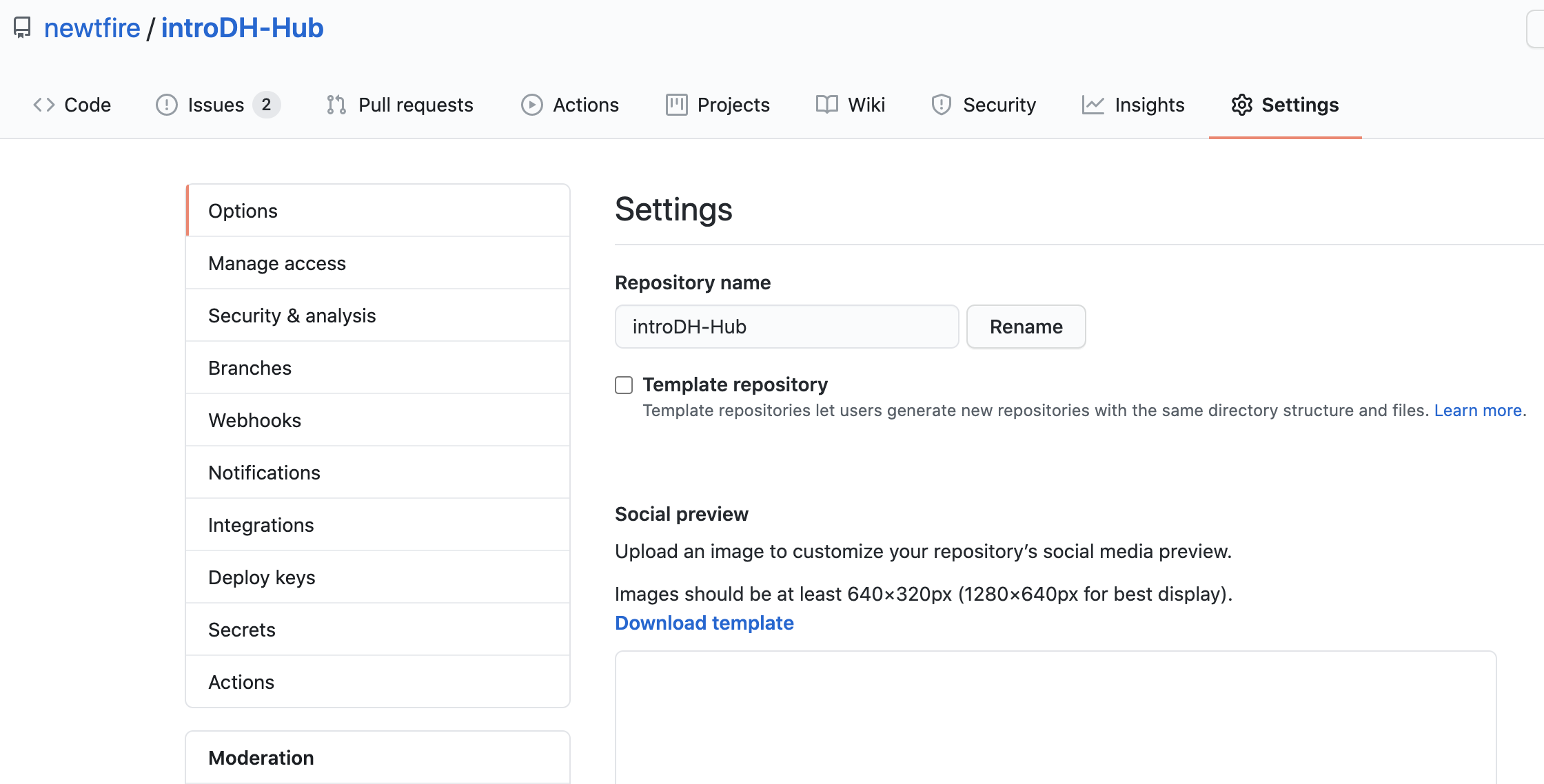 find the Settings tab on your GitHub repository