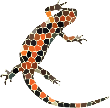 NewtFire logo: a mosaic rendering of a firebelly newt