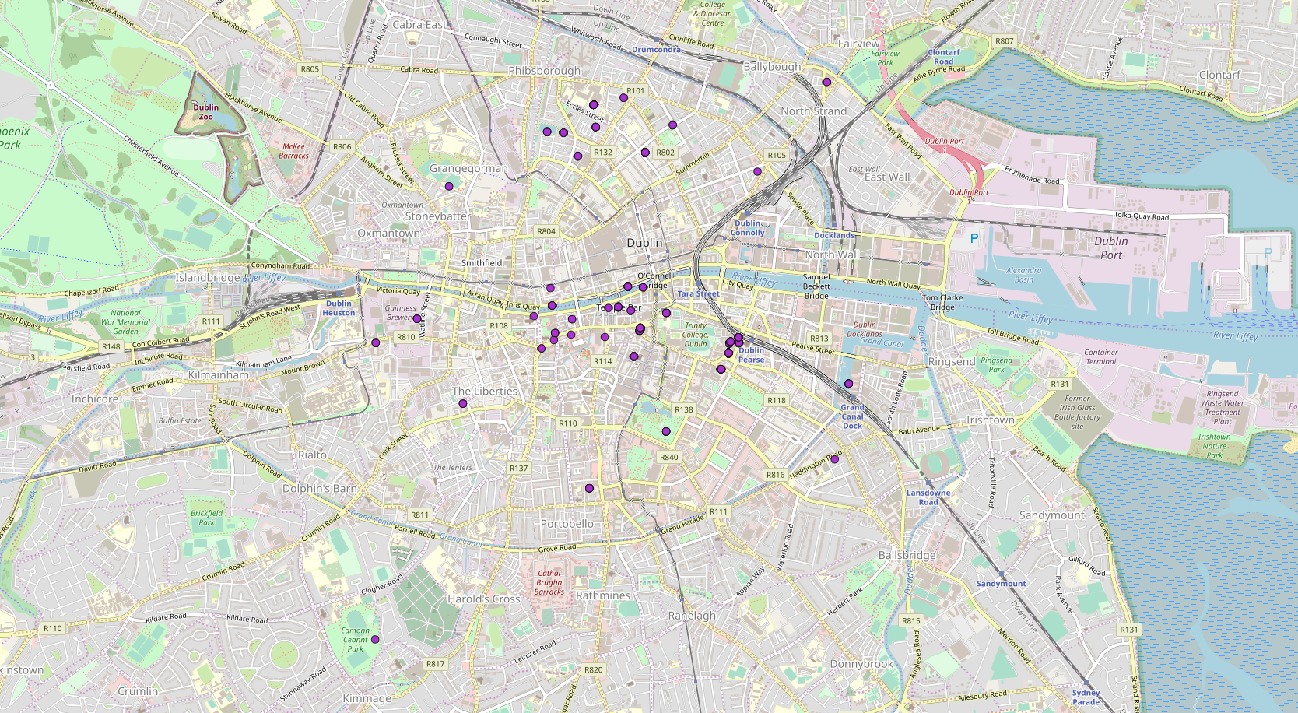 Inner-city Dublin map